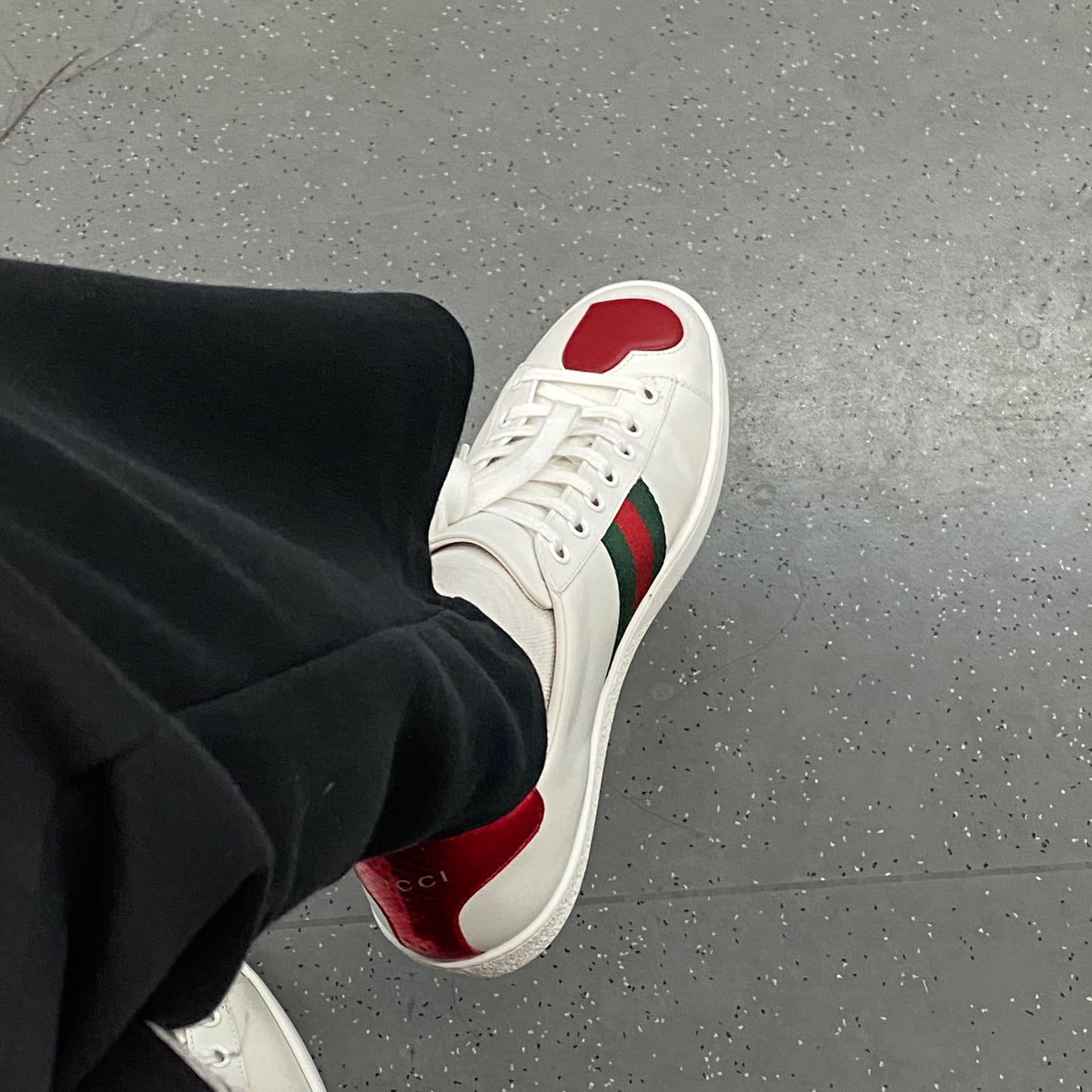 Gucci Ace Low "Heart" White/Green/Red Sneakers/Shoes - фото покупателя Юля