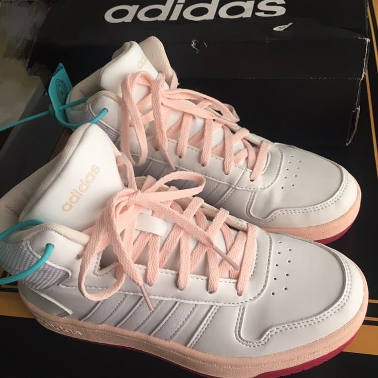 adidas neo Hoops 2.0 Mid White Power Pink Footwear-White - photo of buyer Лена