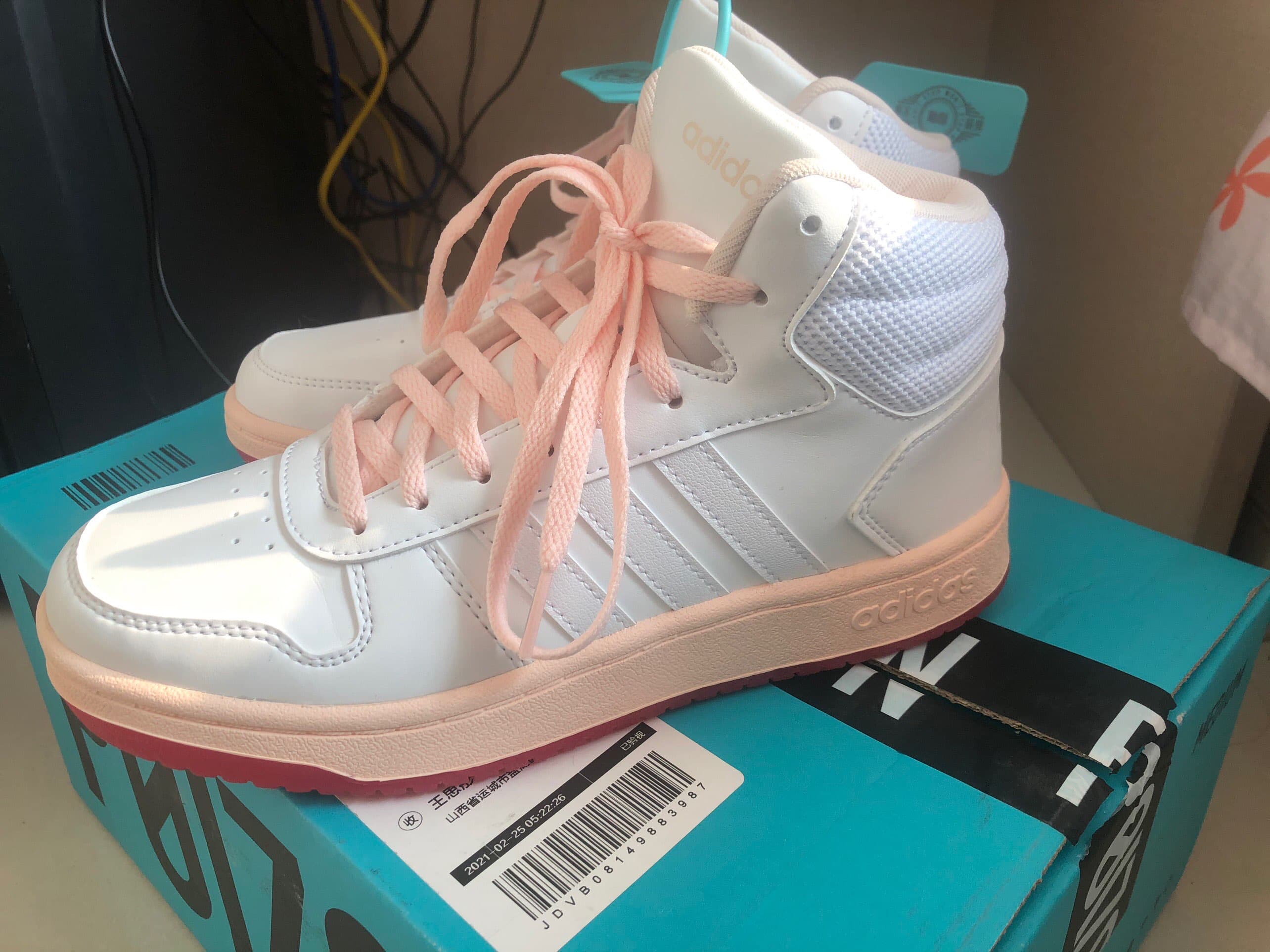 adidas neo Hoops 2.0 Mid White Power Pink Footwear-White - photo of buyer Александра