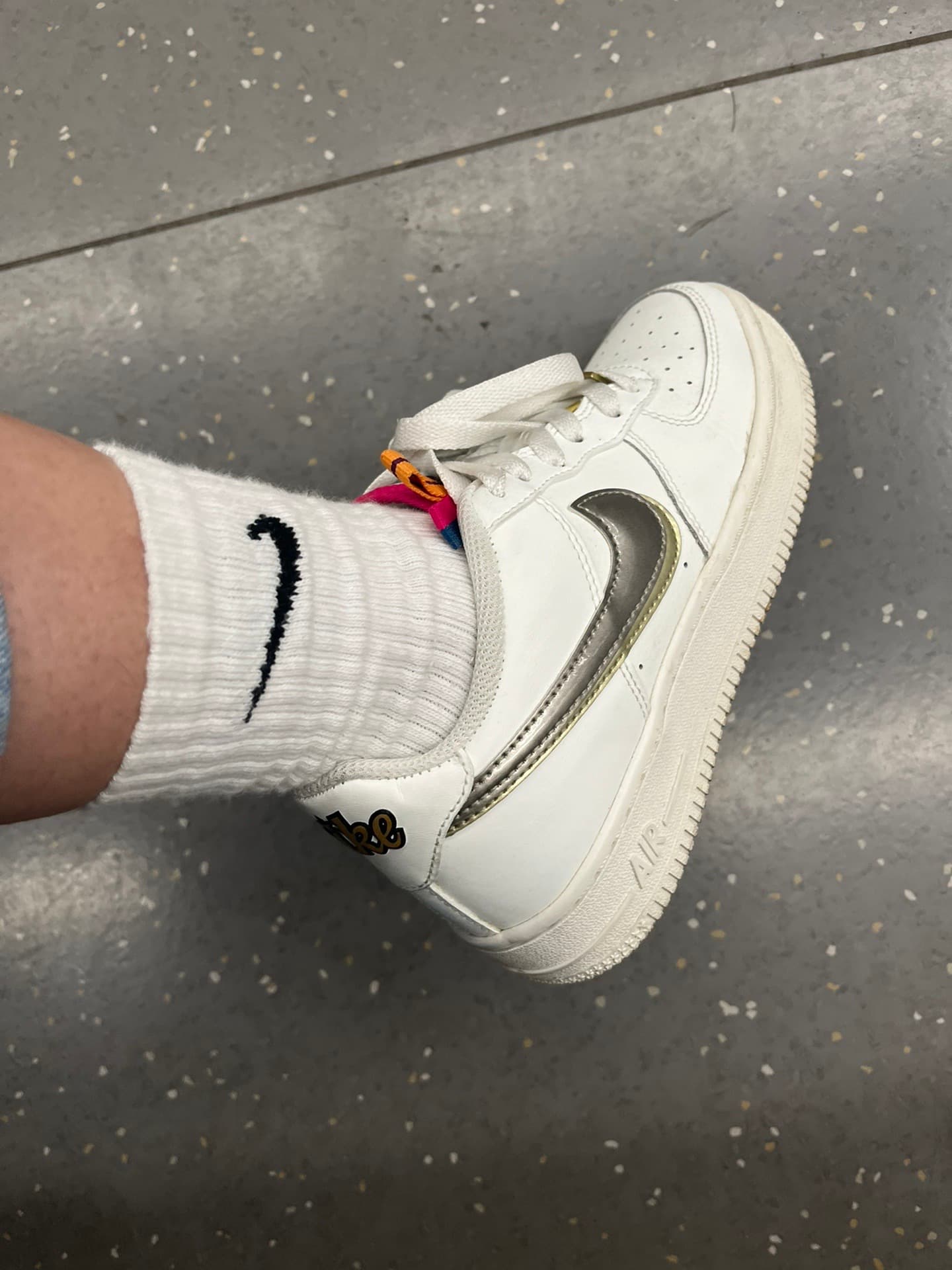 Nike Air Force 1 LV8 GS Double Swoosh Silver Gold - фото покупателя Тоня