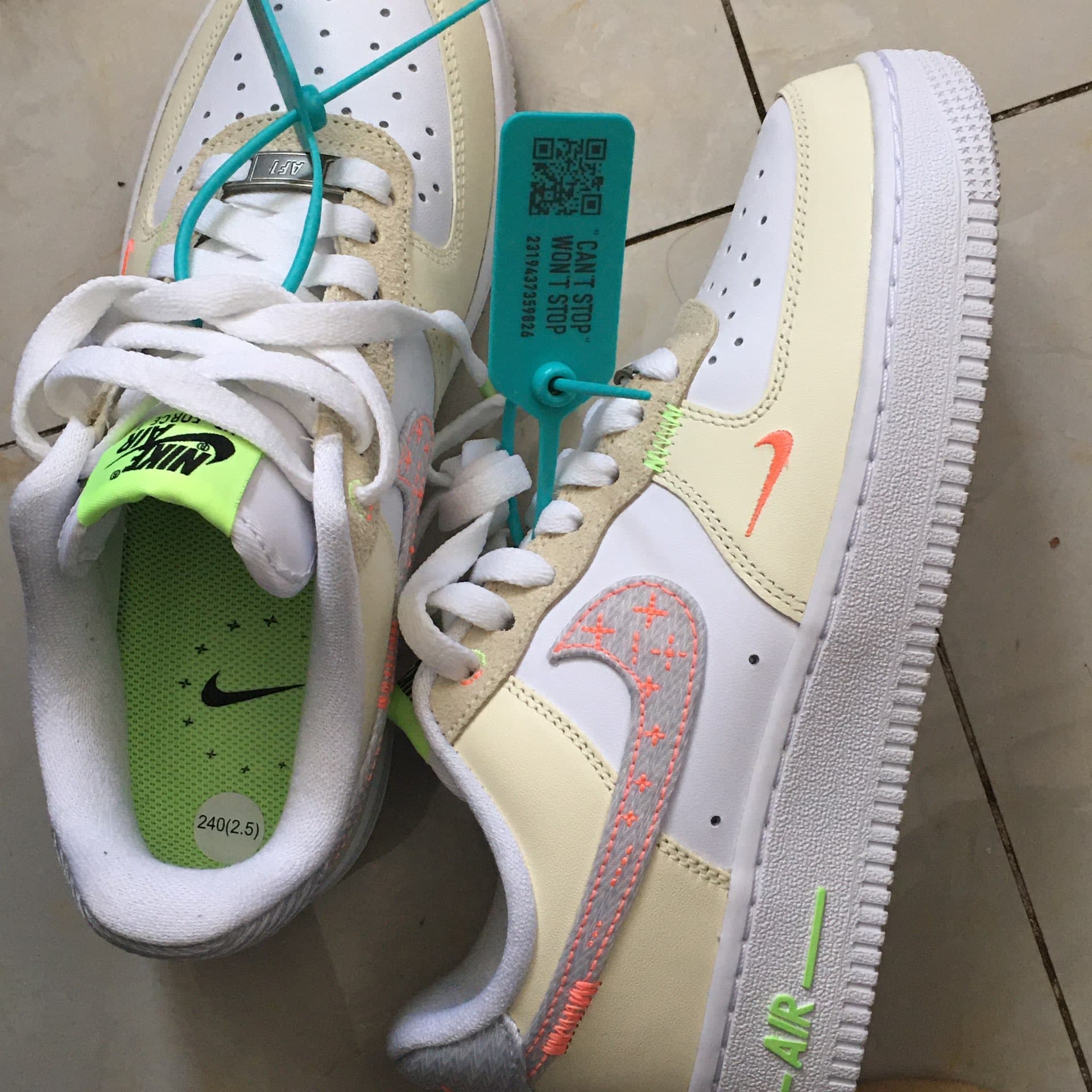 Nike Air Force 1 Low Stitch White Tan Neon - фото покупателя Марина