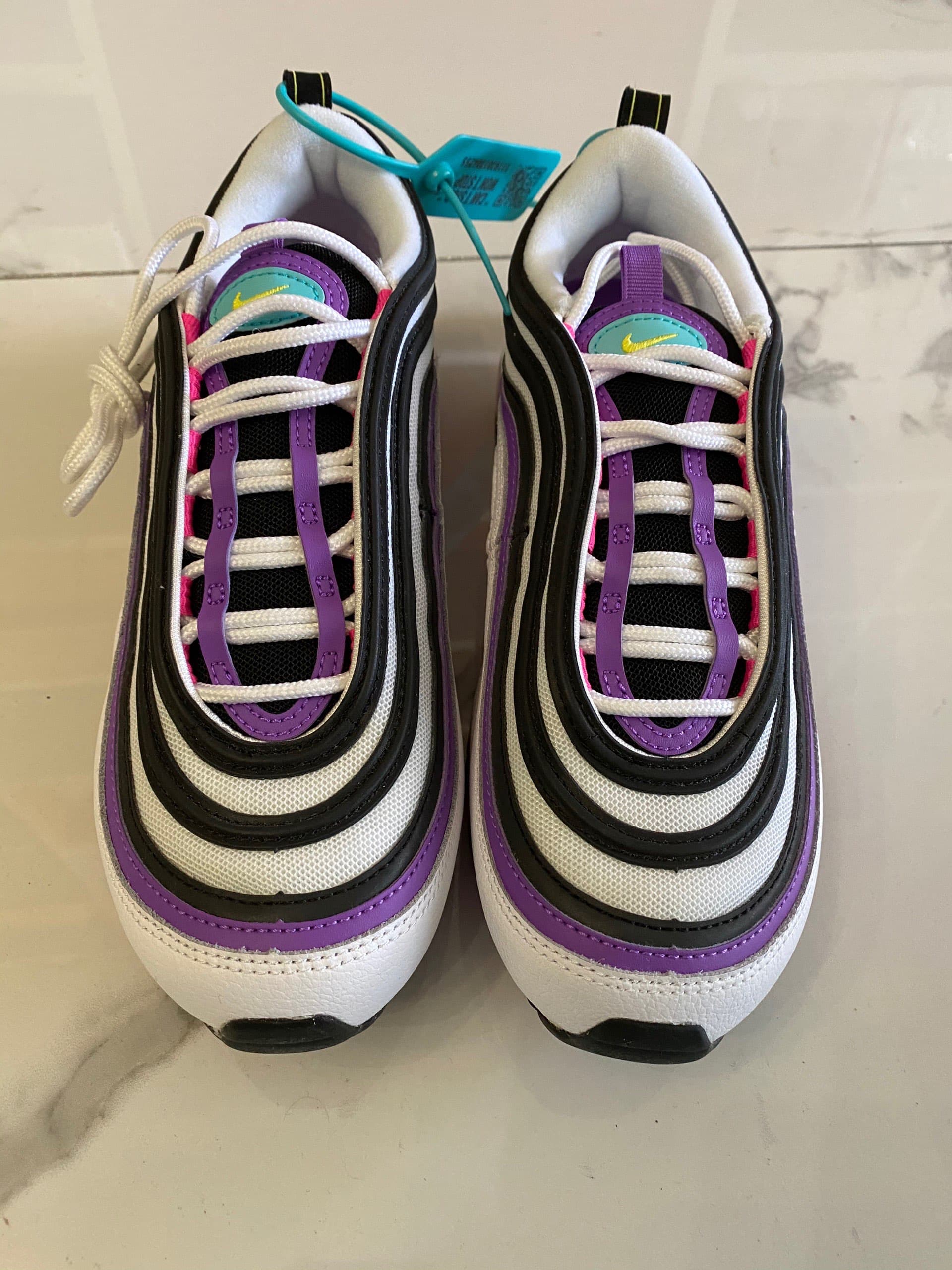 Nike Air Max 97 White Dynamic Yellow Violet — Aurora-Green Black - photo of buyer Алексей