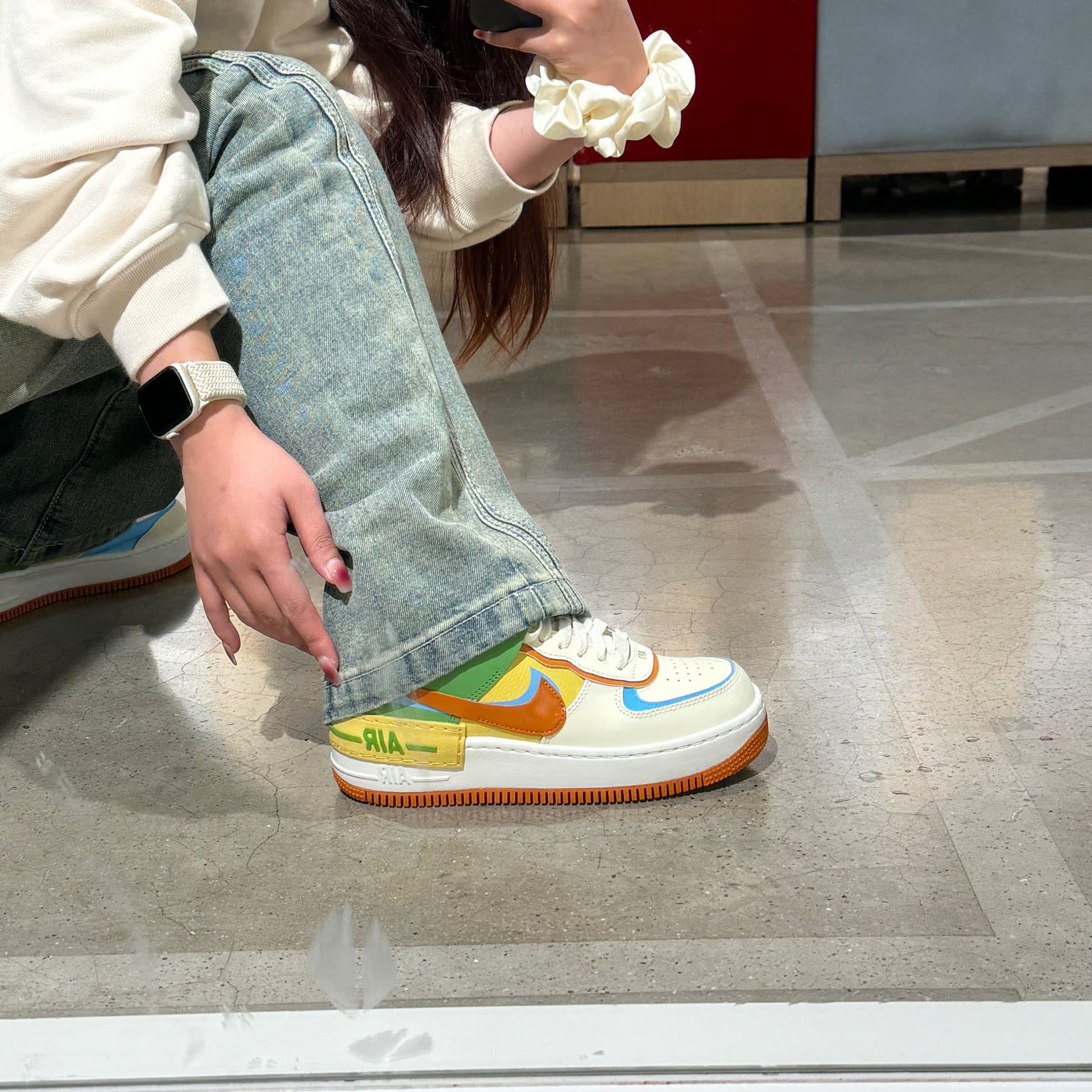 Nike Air Force 1 Shadow Coconut Milk Blue Gold - фото покупателя Валентина