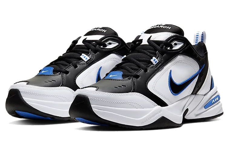 Nike Air Monarch IV Black White Royal Blue - вид спереди