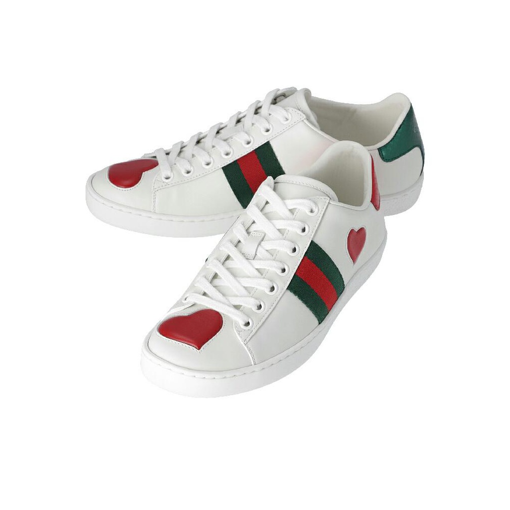 Gucci Ace Low "Heart" White/Green/Red Sneakers/Shoes - вид сзади