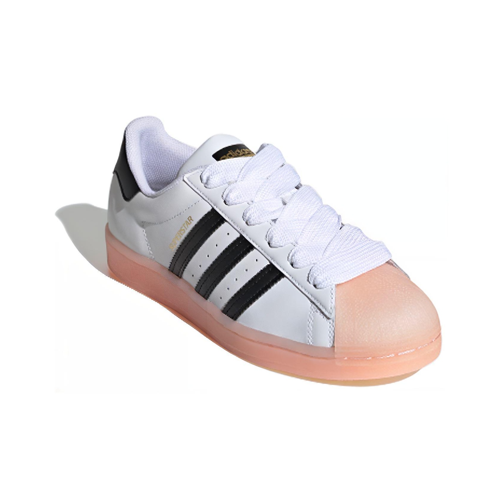 adidas originals Superstar White Black Haze Coral - вид спереди