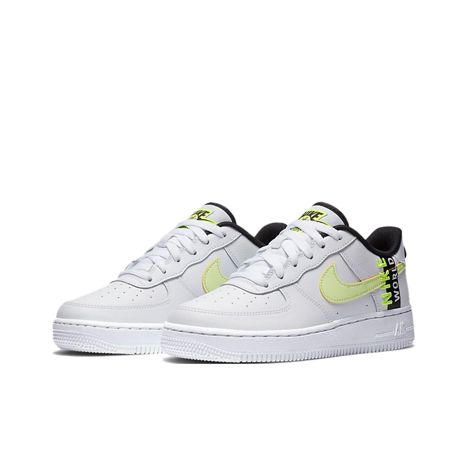 Nike Air Force 1 Low Worldwide White Barely Volt (GS) - front view
