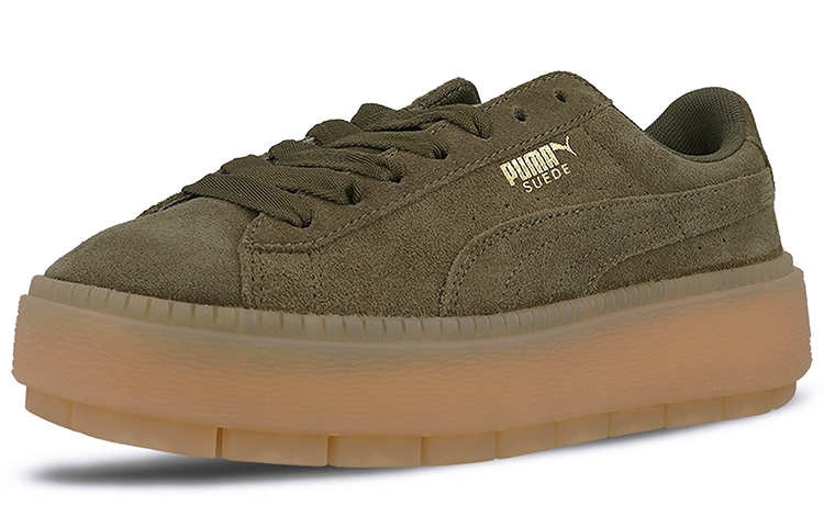 Puma Suede Platform Trace 'Olive Night' - вид спереди