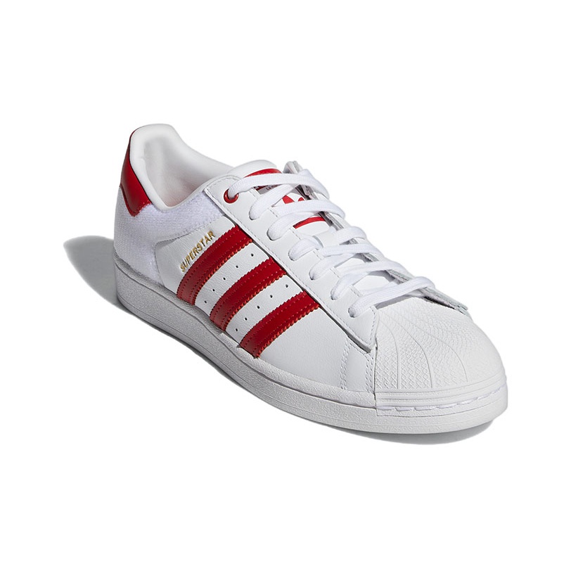 adidas originals Superstar Velcro Patches White Scarlet Red Footwear White Core Black - вид спереди
