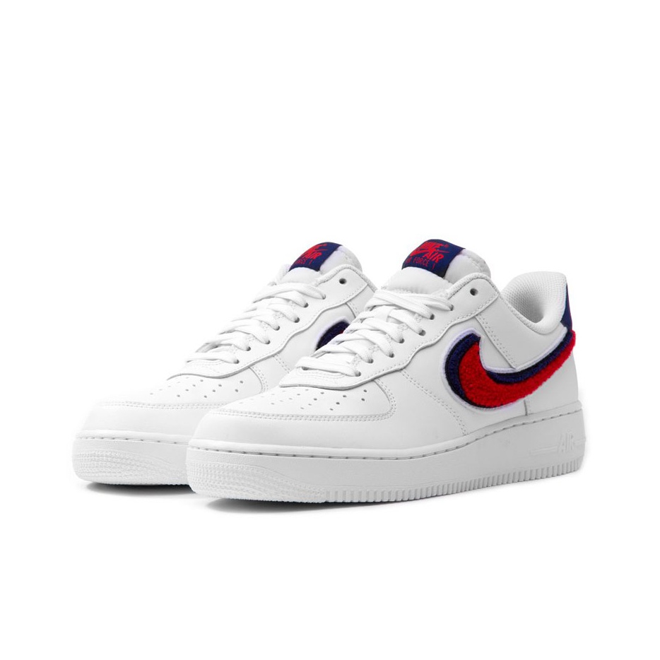 Nike Air Force 1 3D Chenille Swoosh White Red Blue - вид спереди