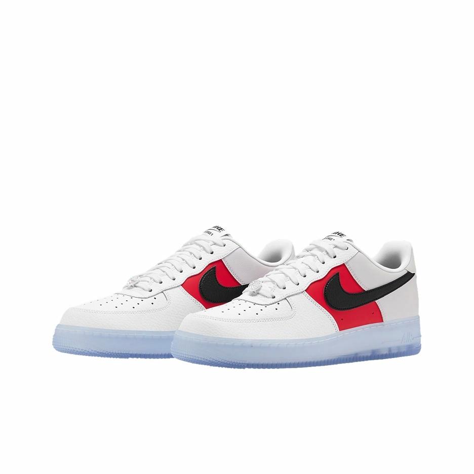 Nike Air Force 1 '07 LV8 EMB Icy Soles White Black Red - вид спереди