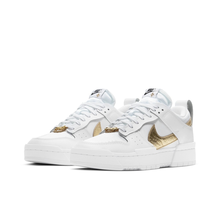 Nike Dunk Low Disrupt White Metallic Gold - вид спереди