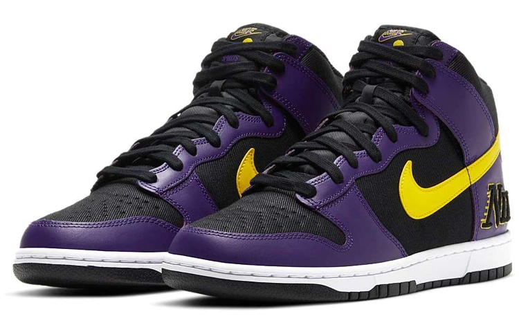 Nike Dunk High EMB "Lakers" - вид спереди