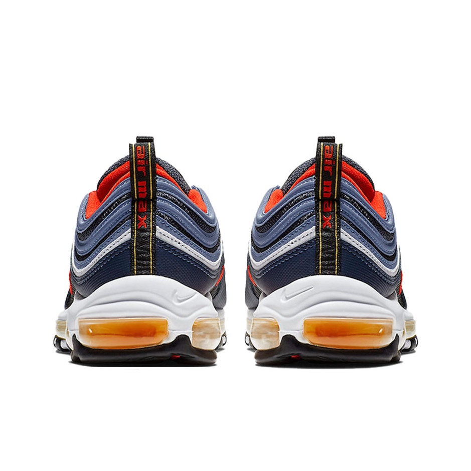 Nike Air Max 97 MIDNIGHT NAVY/HABANERO RED - вид сзади