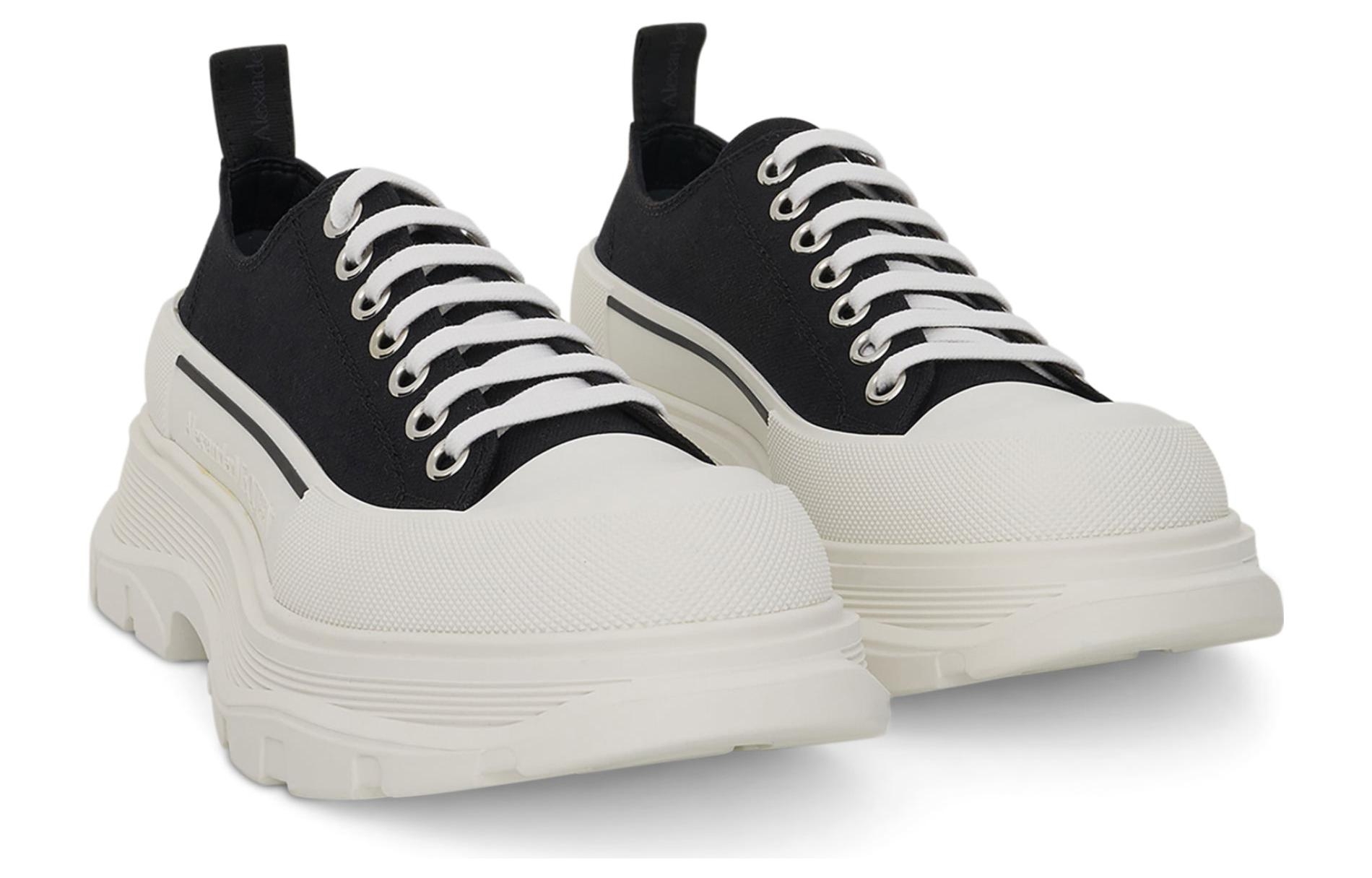 Alexander McQueen Tread Slick Low Lace Up Black White - вид сзади