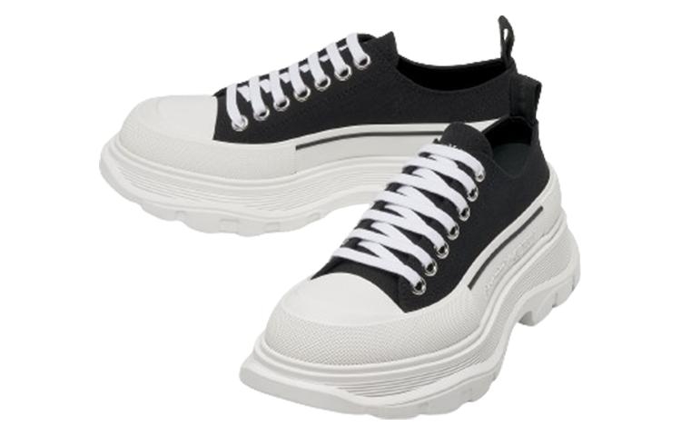 Alexander McQueen Tread Slick Low Lace Up Black White - вид 6