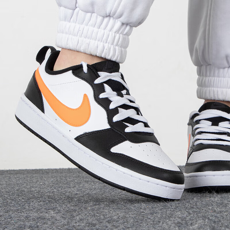 Nike Court Borough 2 Low White Black Orange GS - view 9