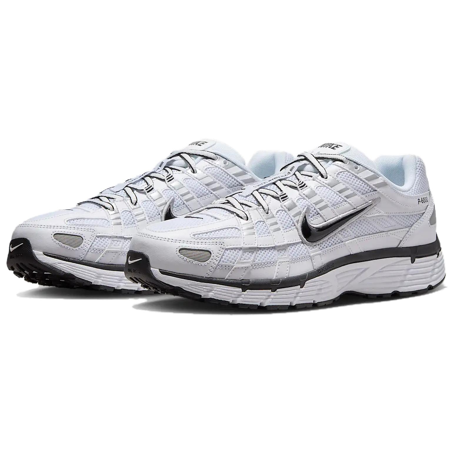 Nike P-6000 White Metallic Silver Black - вид спереди