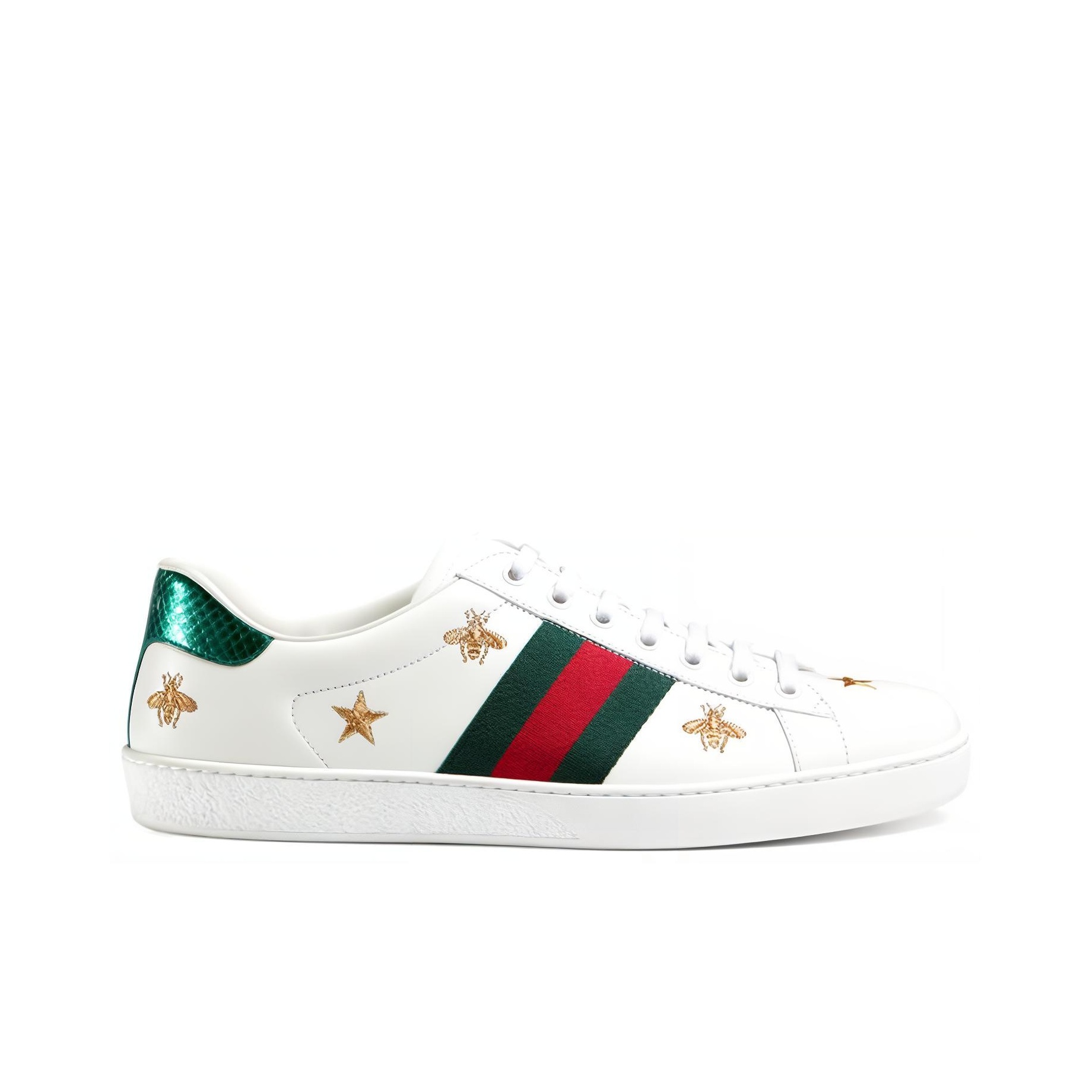 Gucci White Bee & Star New Ace Sneakers - view from the inside