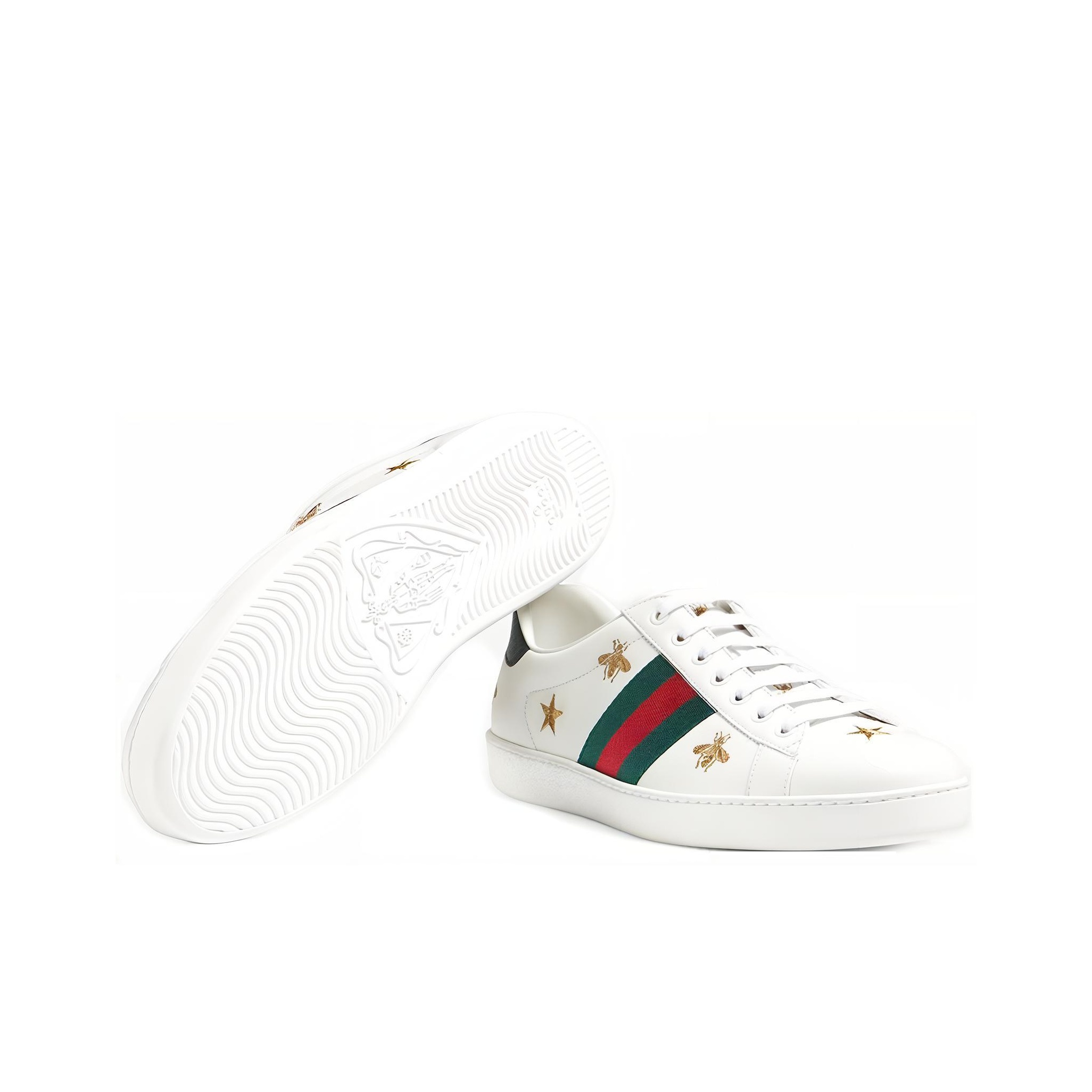 Gucci White Bee & Star New Ace Sneakers - view 6