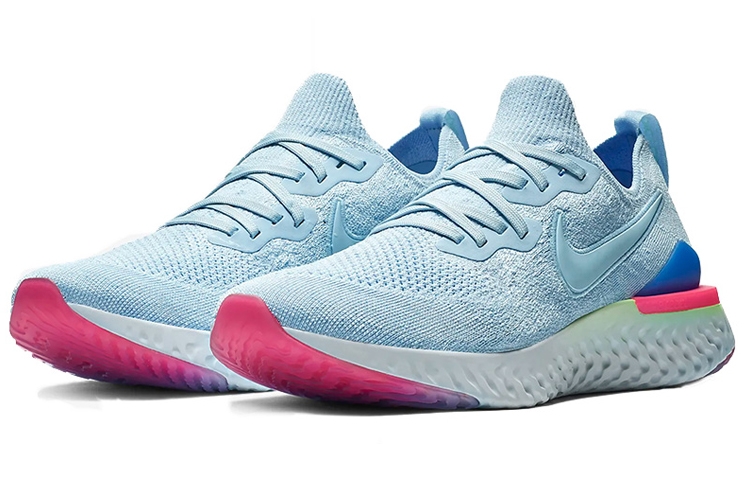 Nike Epic React Flyknit 2 Hydrogen Blue Sapphire Hyper Pink - вид спереди