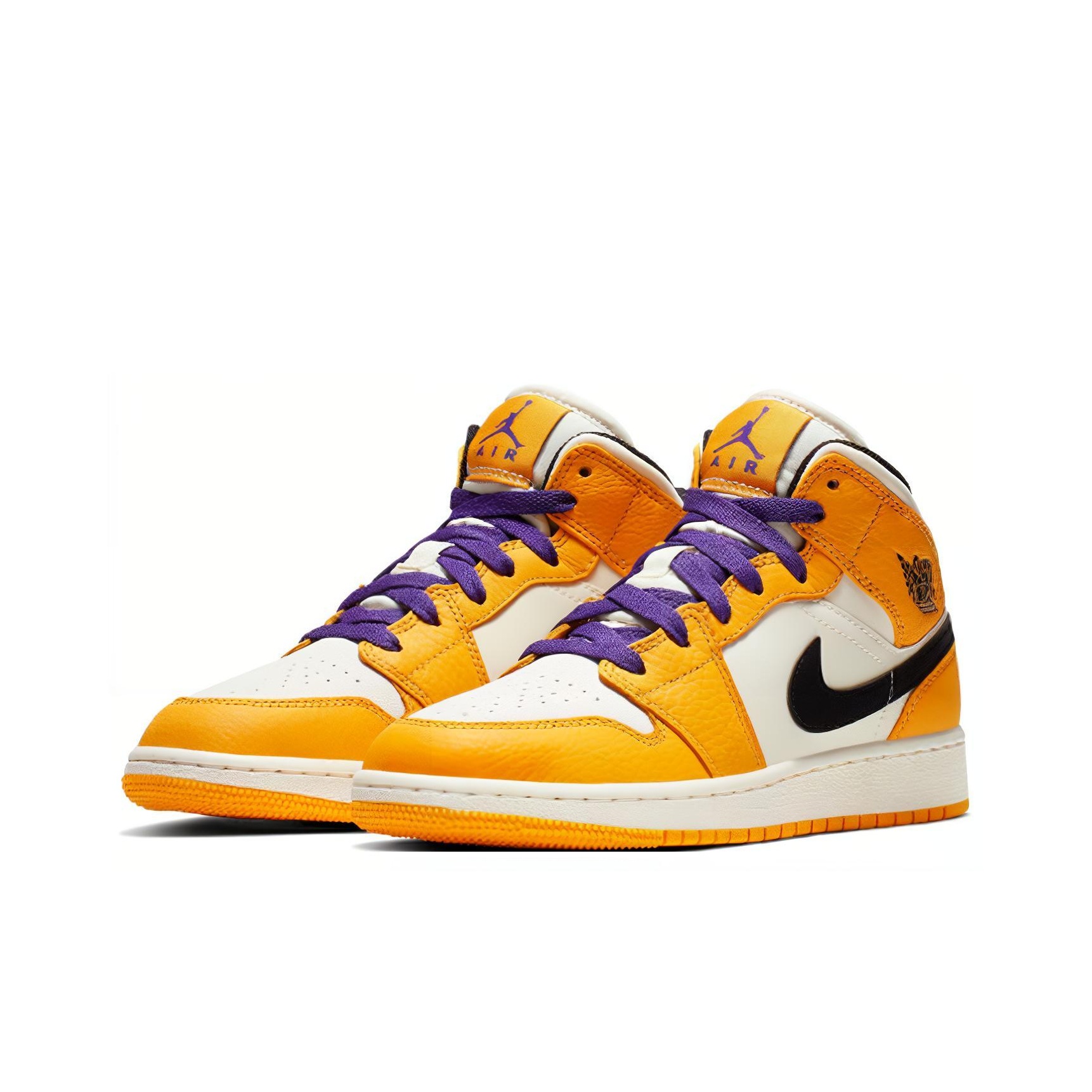 Jordan Air Jordan 1 Mid "Lakers" PU GS - вид сзади