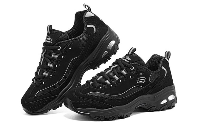 Skechers D'lites Black Silver - вид спереди