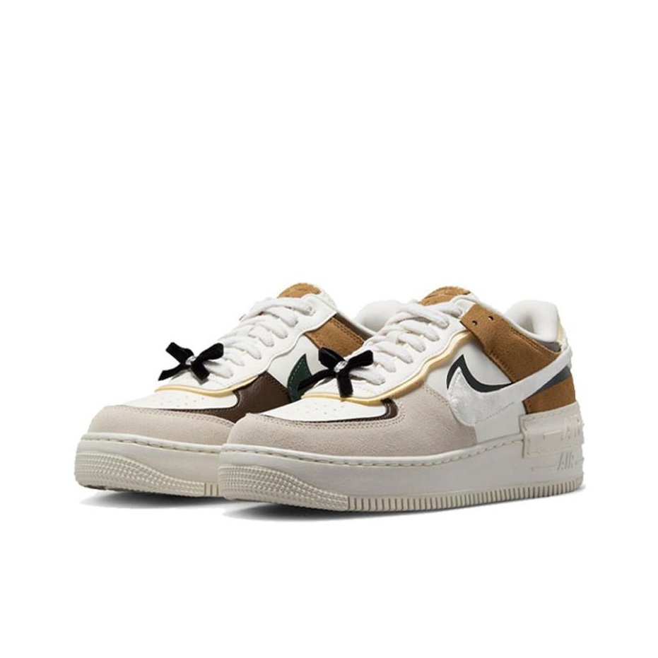 Nike Air Force 1 Low Shadow White Beige Brown Natural - вид спереди
