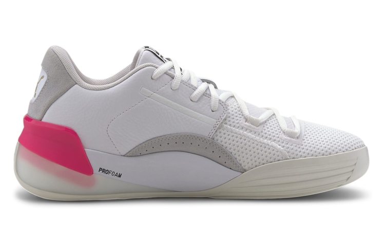 Puma Clyde Hardwood White Pink - вид спереди
