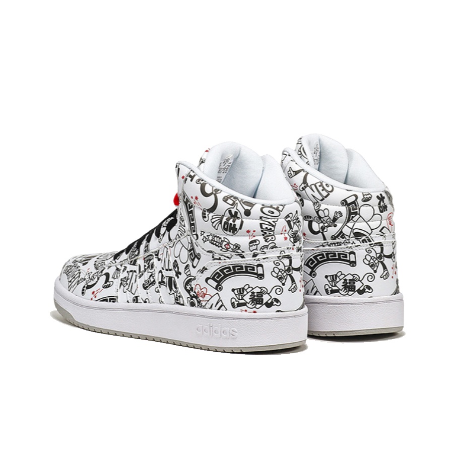 adidas neo Hoops 2.0 Mid "Black White" - вид сзади