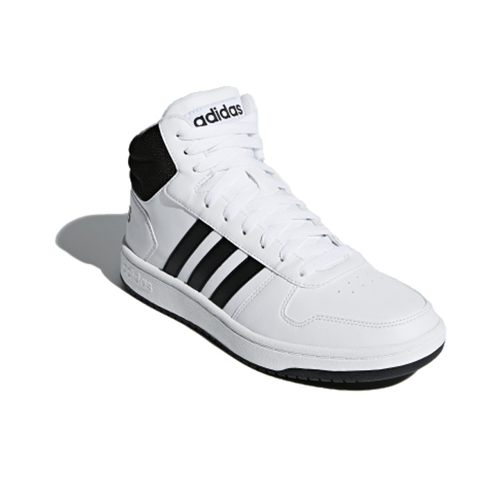 adidas neo Hoops 2.0 Mid White Black - вид спереди