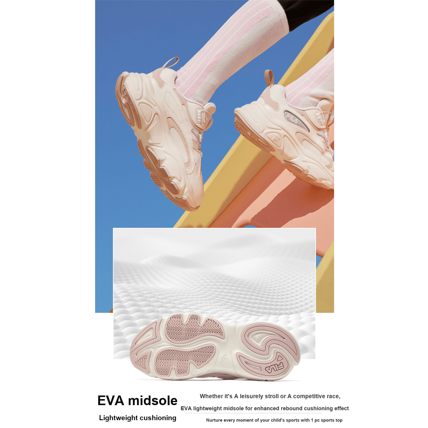 FILA Kids' White Pink - вид с внутренней стороны