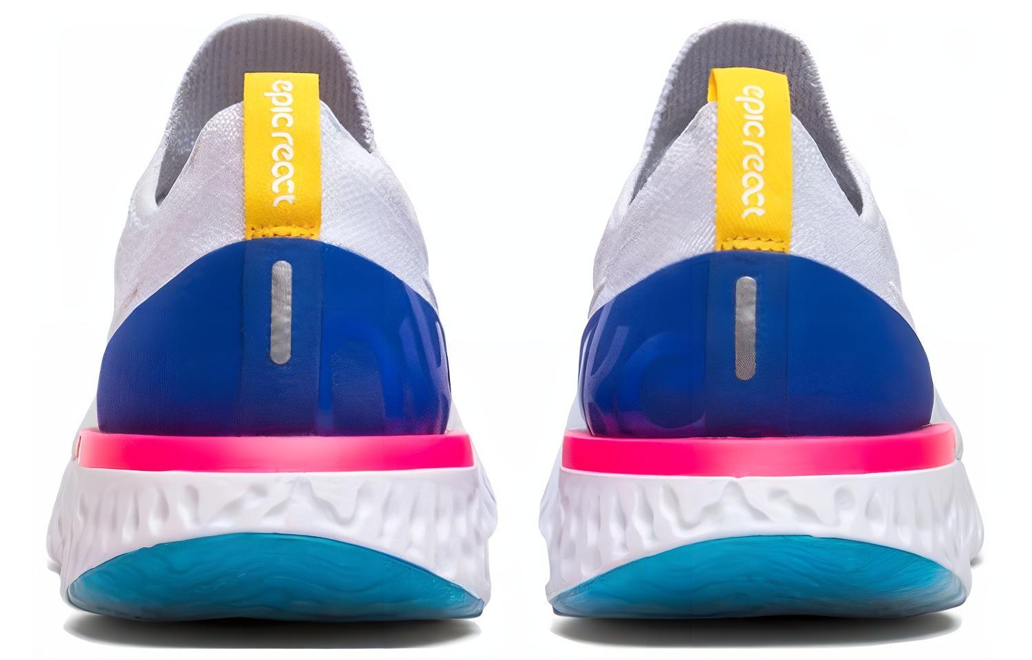 Nike Epic React Flyknit White Racer Blue Pink Blast - вид сзади